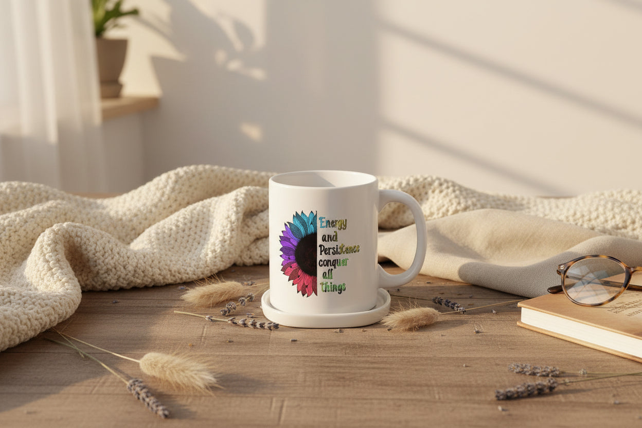 Energy and Persistence Conquer All Things - Inspirational Mug