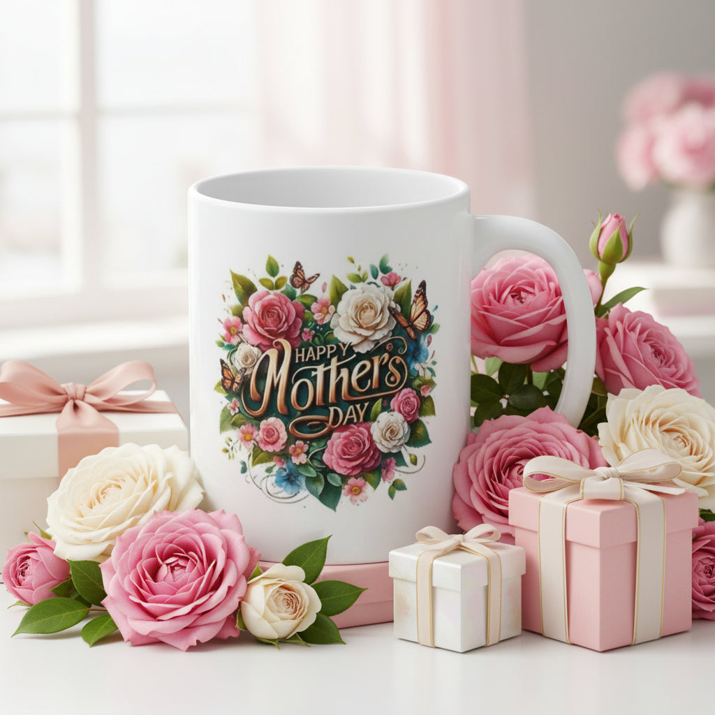Happy Mother's Day Rose Garden Mug - Vintage Elegance