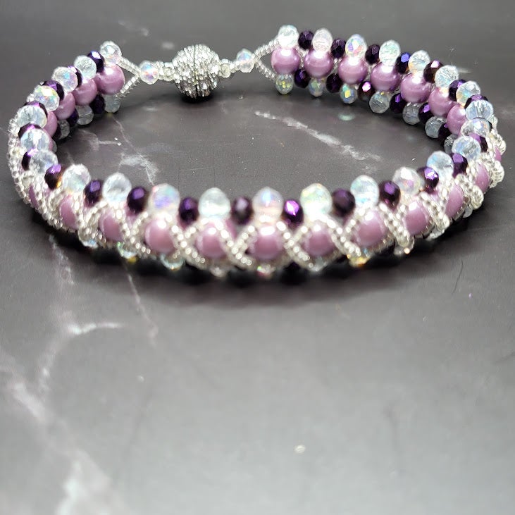 Lilac and Crystal Bracelet