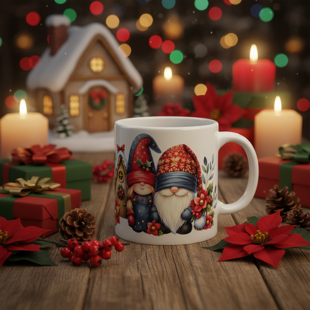 Gnome Child and Bearded Gnome - Cozy Christmas