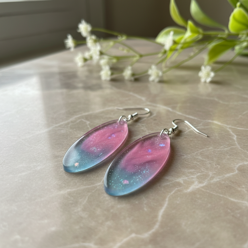 Twilight Sparkle Pastel Earrings - detail view with florals