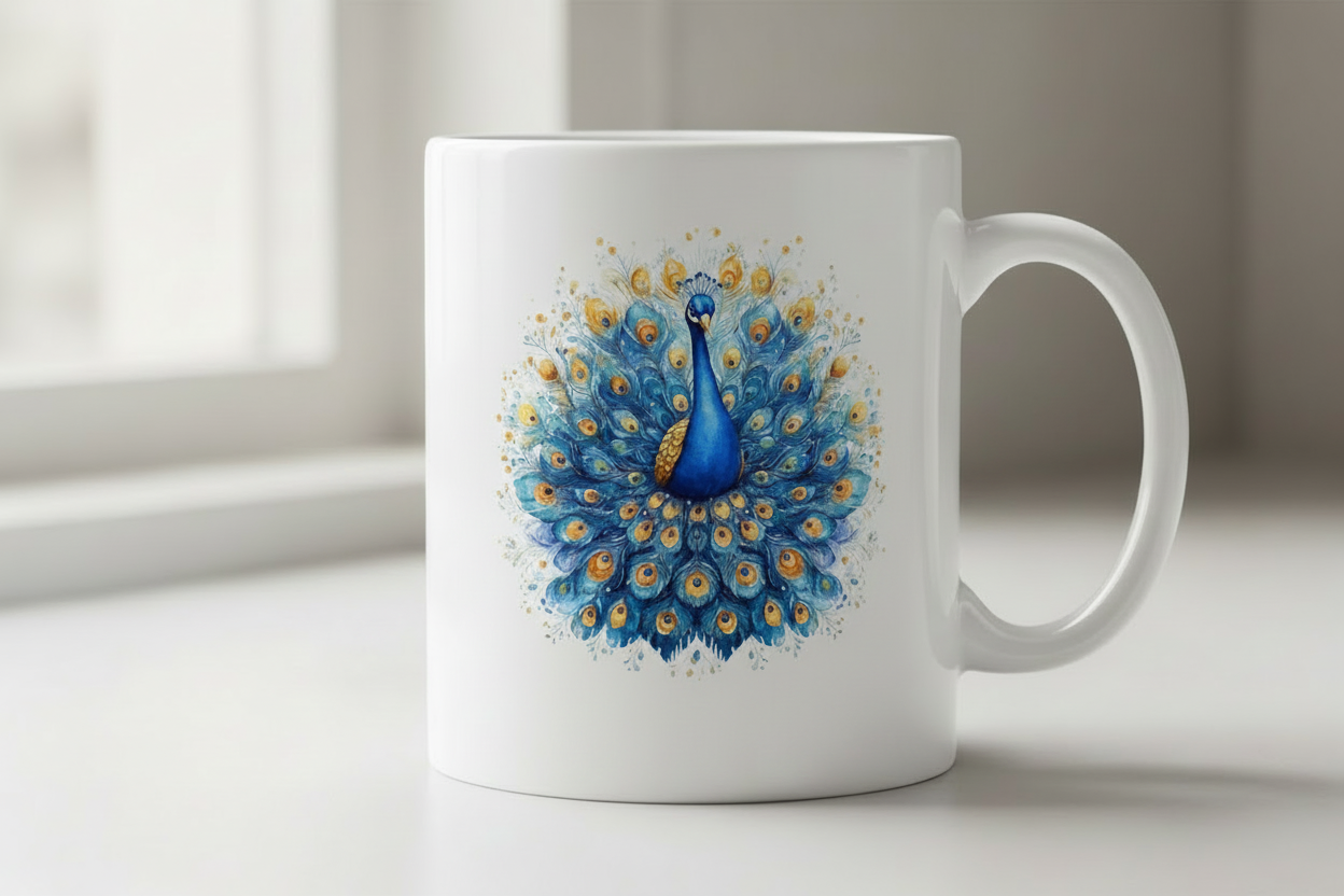 Peacock mug mockup
