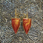 Coral Red Gold Leaf Arrow Earrings - Resin Dangle