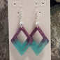 Purple Turquoise Open Diamond Frame Earrings - Resin Dangle