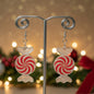 Christmas Candy Swirl Earrings - Festive Peppermint Dangle Earrings