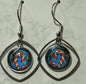 Christmas Candy Cane Geometric Earrings - Silver Diamond Frame Dangle
