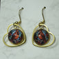 Christmas Cardinal Heart Earrings - Gold Heart Frame Dangle