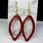 Red Glitter Teardrop Cutout Earrings - Christmas Valentine Dangle