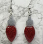 Christmas Light Bulb Earrings - Glitter Resin Holiday Dangle