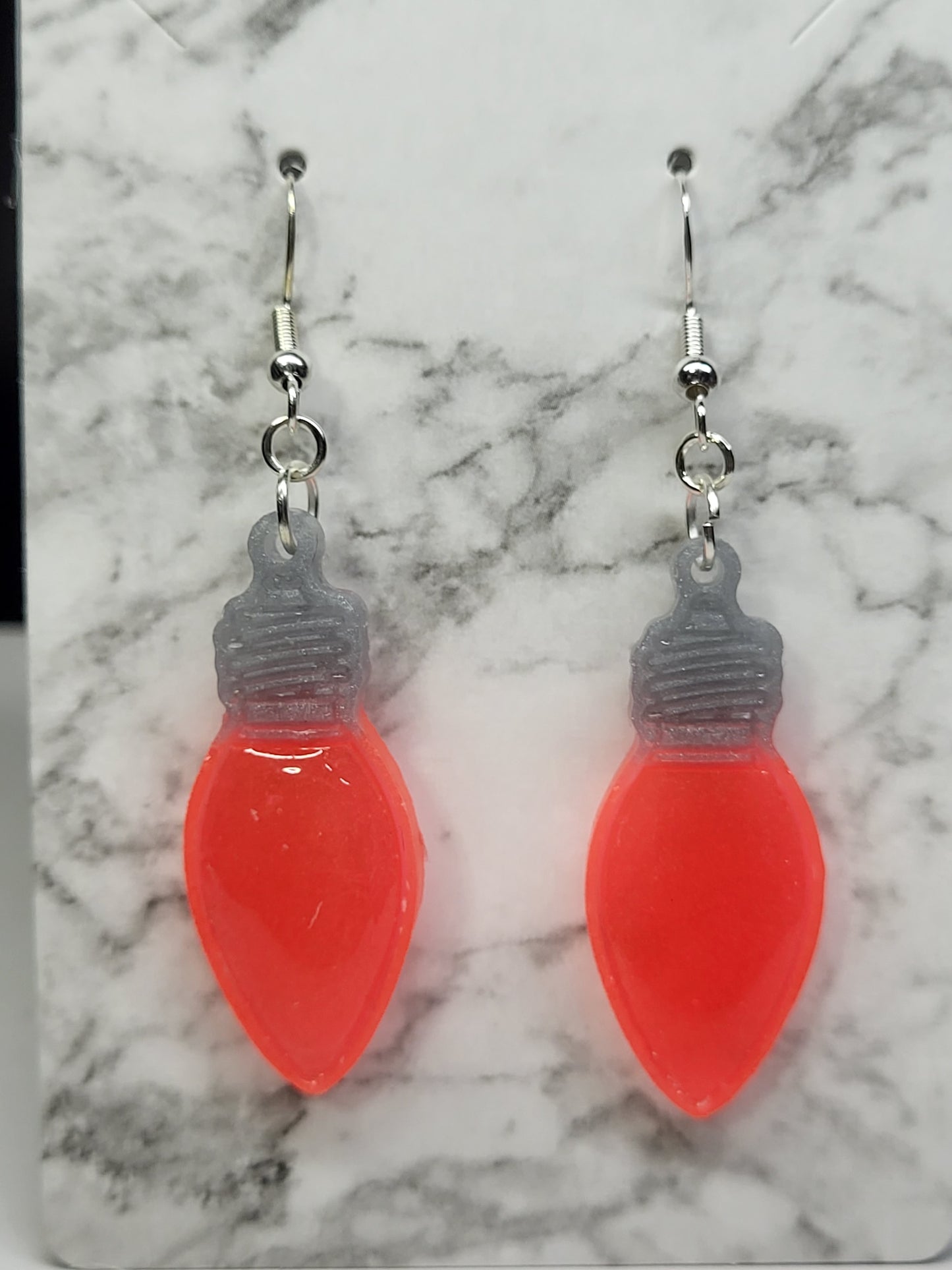 Christmas Light Bulb Earrings - Glitter Resin Holiday Dangle