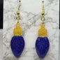 Christmas Light Bulb Earrings - Glitter Resin Holiday Dangle
