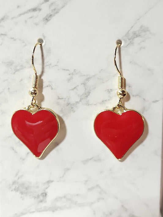 Valentine's Day Classic Red Heart Earrings - Simple & Sweet