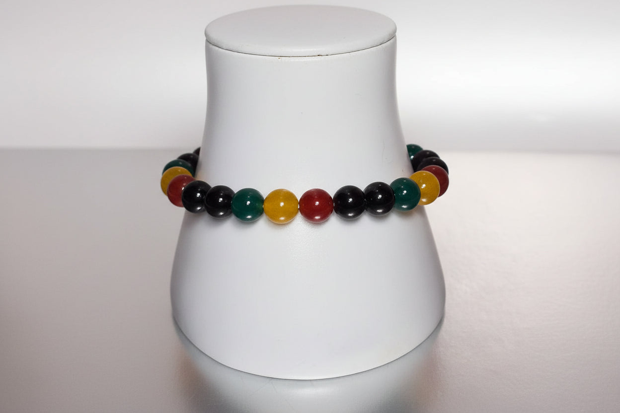 Reggae Stretch Bracelet - Red Yellow Green Black Rasta Vibes
