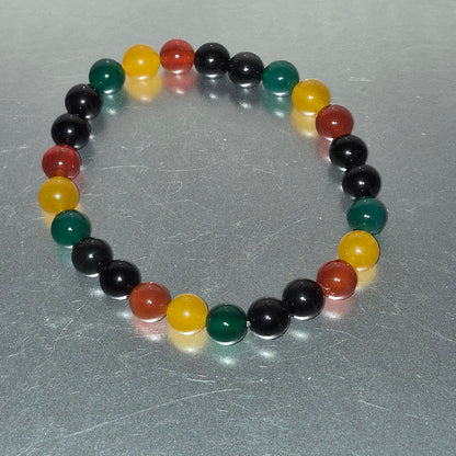 Reggae Stretch Bracelet - Red Yellow Green Black Rasta Vibes