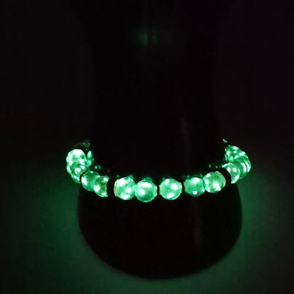 Teal Glow in the Dark Stretch Bracelet with Gold Sparkle #1