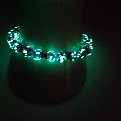 Light Blue Glow in the Dark Stretch Bracelet with Gold Sparkle