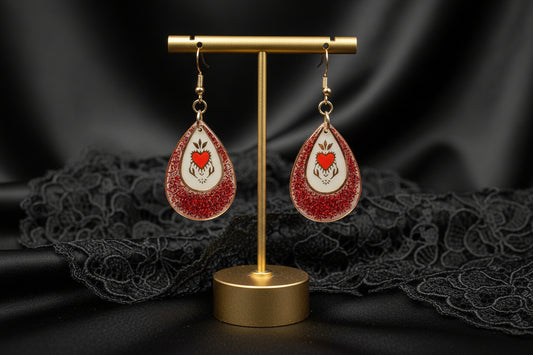 Sacred Heart Resin Earrings