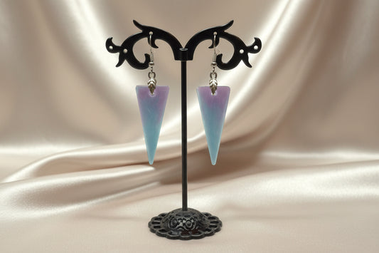 Lavender to Blue Gradient Triangle Resin Dangle Earrings – Handmade Geometric Jewelry Gift for Her