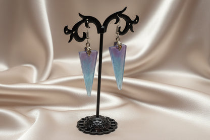 Lavender to Blue Gradient Triangle Resin Dangle Earrings – Handmade Geometric Jewelry Gift for Her