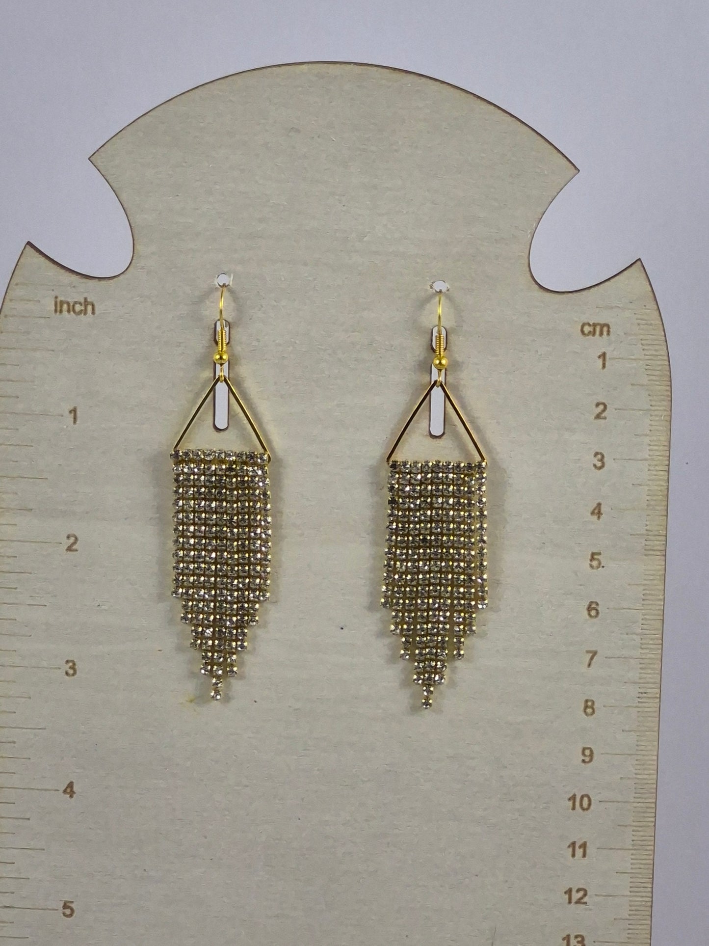 Aurora Borealis Crystal & Gold Cup Chain Fringe Earrings | 3 Inch AB Rhinestone Cascade | Handmade Statement Earrings