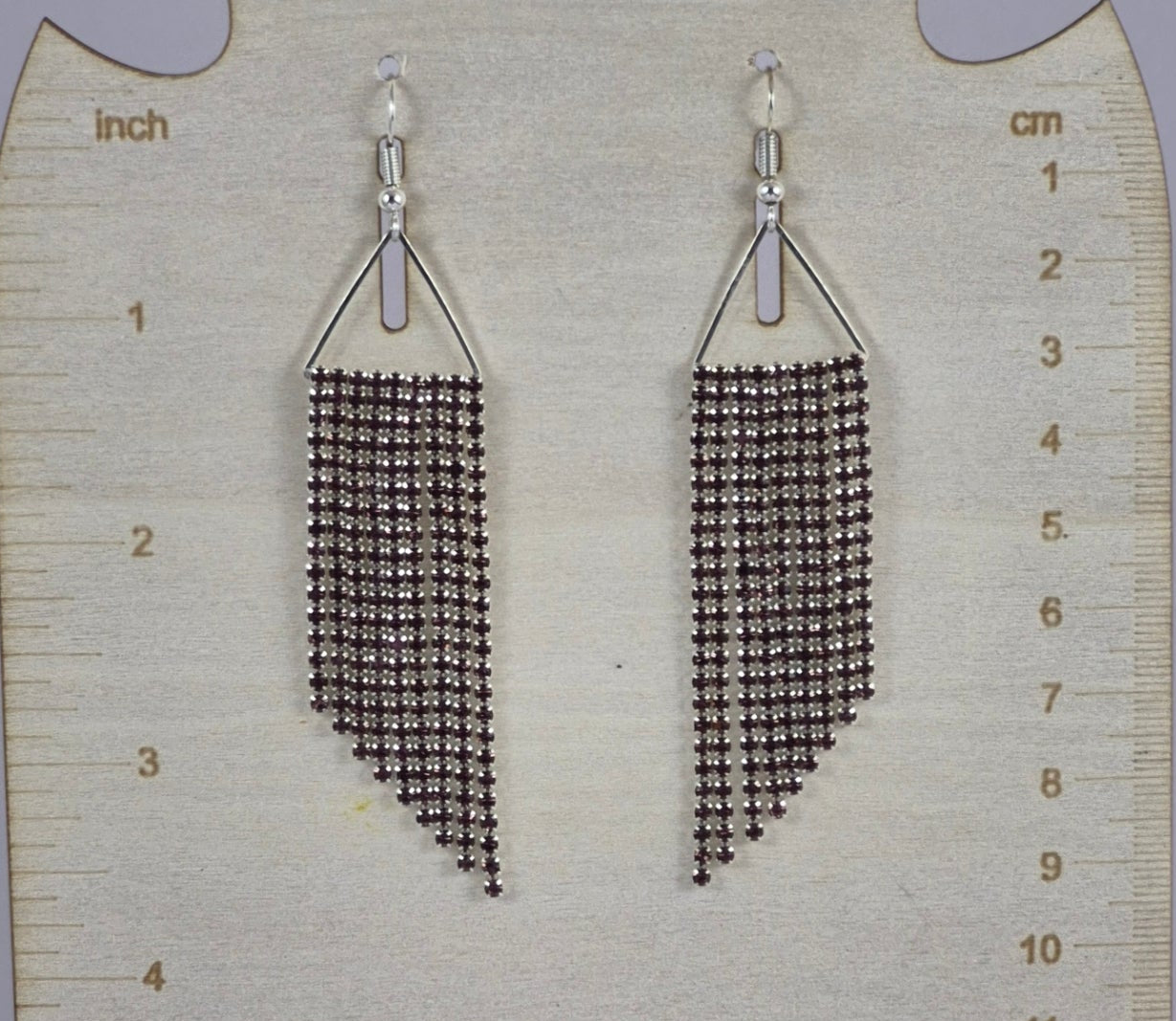 Lavender Rhinestone Fringe Earrings | Long Silver Dangle Earrings | Crystal Statement Jewelry | Handmade Fringe Earrings