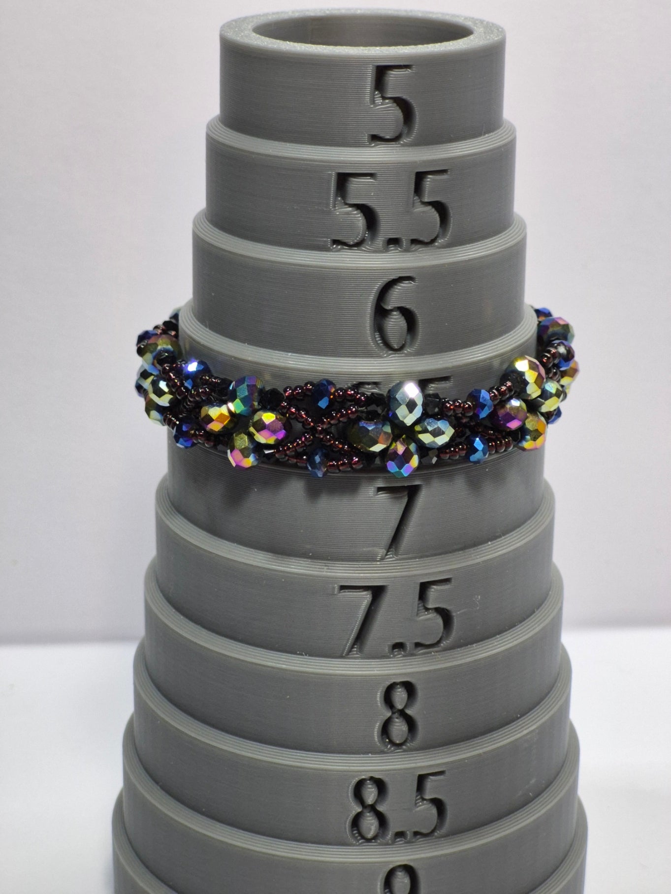 Dark Iridescent Wave Woven Bracelet, Handmade Beaded Bracelet with Multicolor Rondelles & Purple Miyuki Seed Beads, Artisan Statement Jewelry, Gift for Her