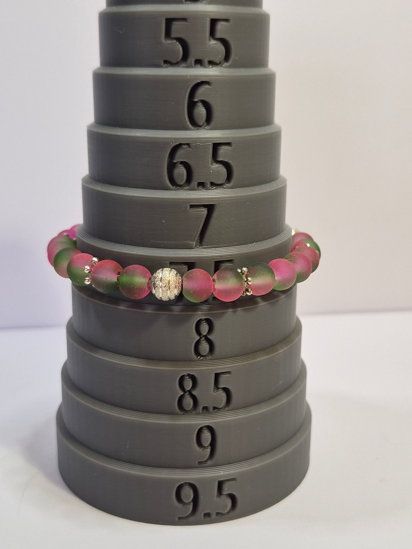 Pink & Green Glow in the Dark Stretch Bracelet – Watermelon Two-Tone Silver Stardust