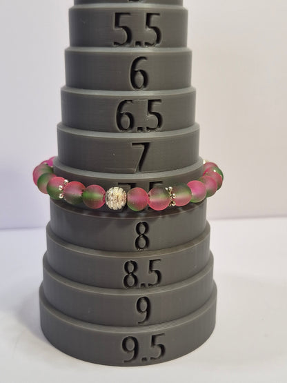 Pink & Green Glow in the Dark Stretch Bracelet – Watermelon Two-Tone Silver Stardust