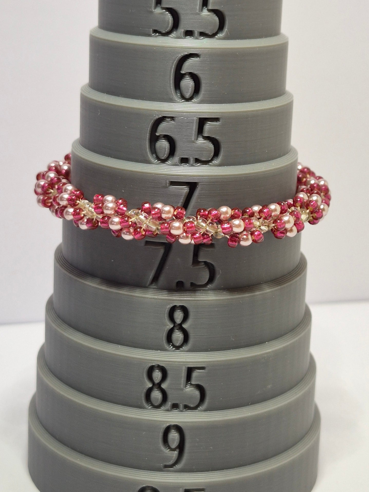 Burgundy & Blush Pearl Spiral Rope Bracelet – Handmade Beaded Bracelet with Magnetic Clasp