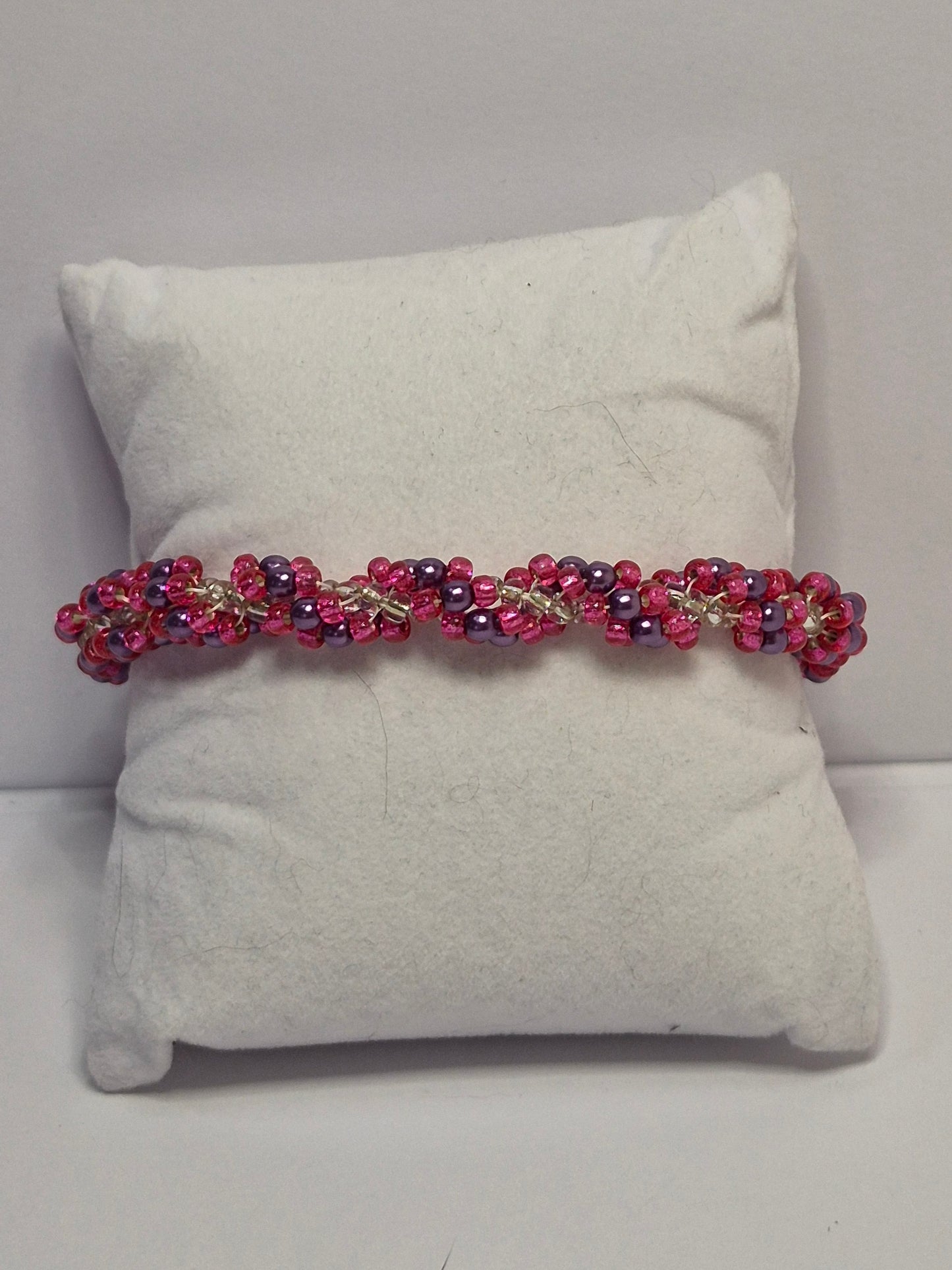 Pink & Purple Glass Pearl Spiral Rope Bracelet – Handmade Miyuki Seed Bead Bracelet with Magnetic Clasp