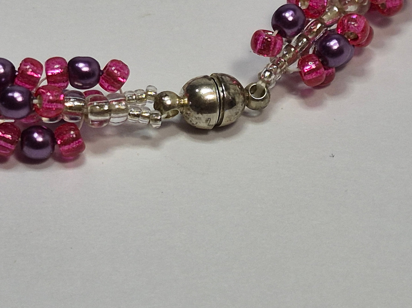 Pink & Purple Glass Pearl Spiral Rope Bracelet – Handmade Miyuki Seed Bead Bracelet with Magnetic Clasp