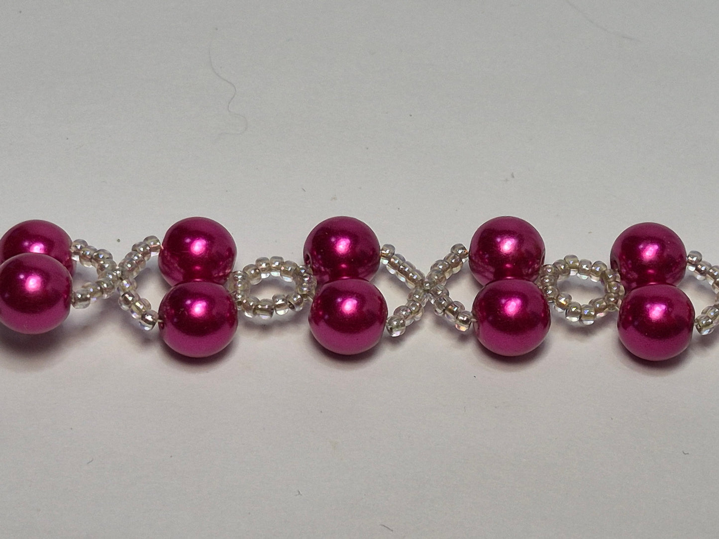 Hot Pink Pearl X's & O's Bracelet – Handmade Beaded Bracelet with Toggle Clasp
