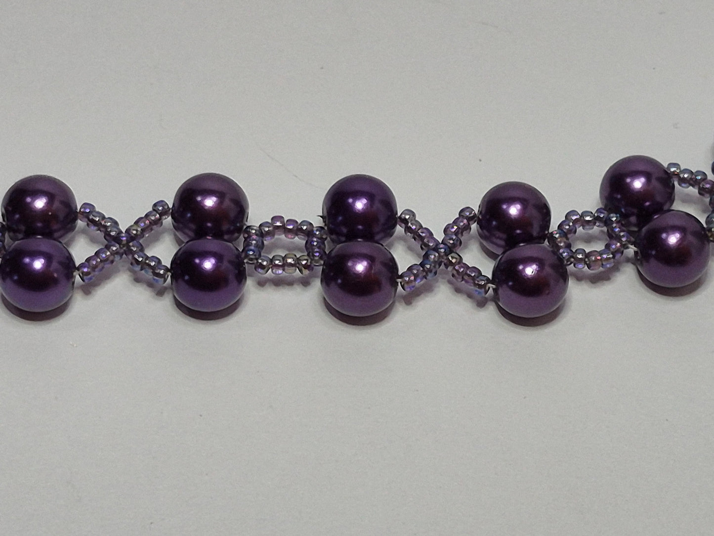 Amethyst & Lavender Pearl X's & O's Bracelet – Handmade Beaded Bracelet with Toggle Clasp