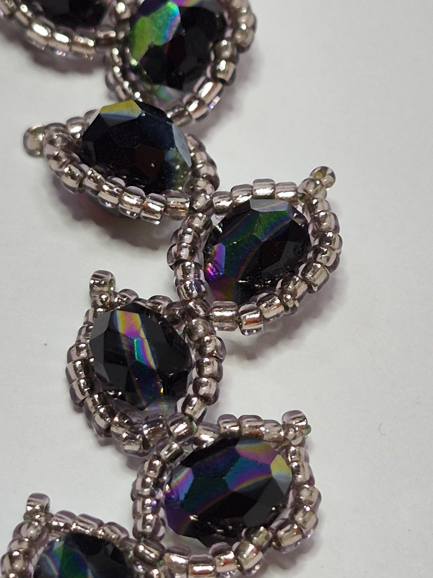 Leafy Vine Iridescent Crystal Bracelet – Handmade Beaded Bracelet with Faceted Rondelles & Toggle Clasp