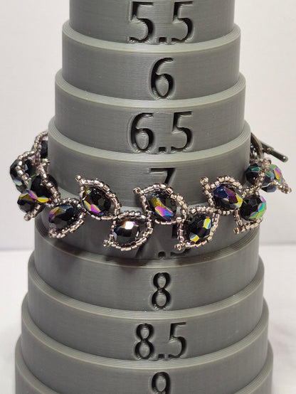 Leafy Vine Iridescent Crystal Bracelet – Handmade Beaded Bracelet with Faceted Rondelles & Toggle Clasp