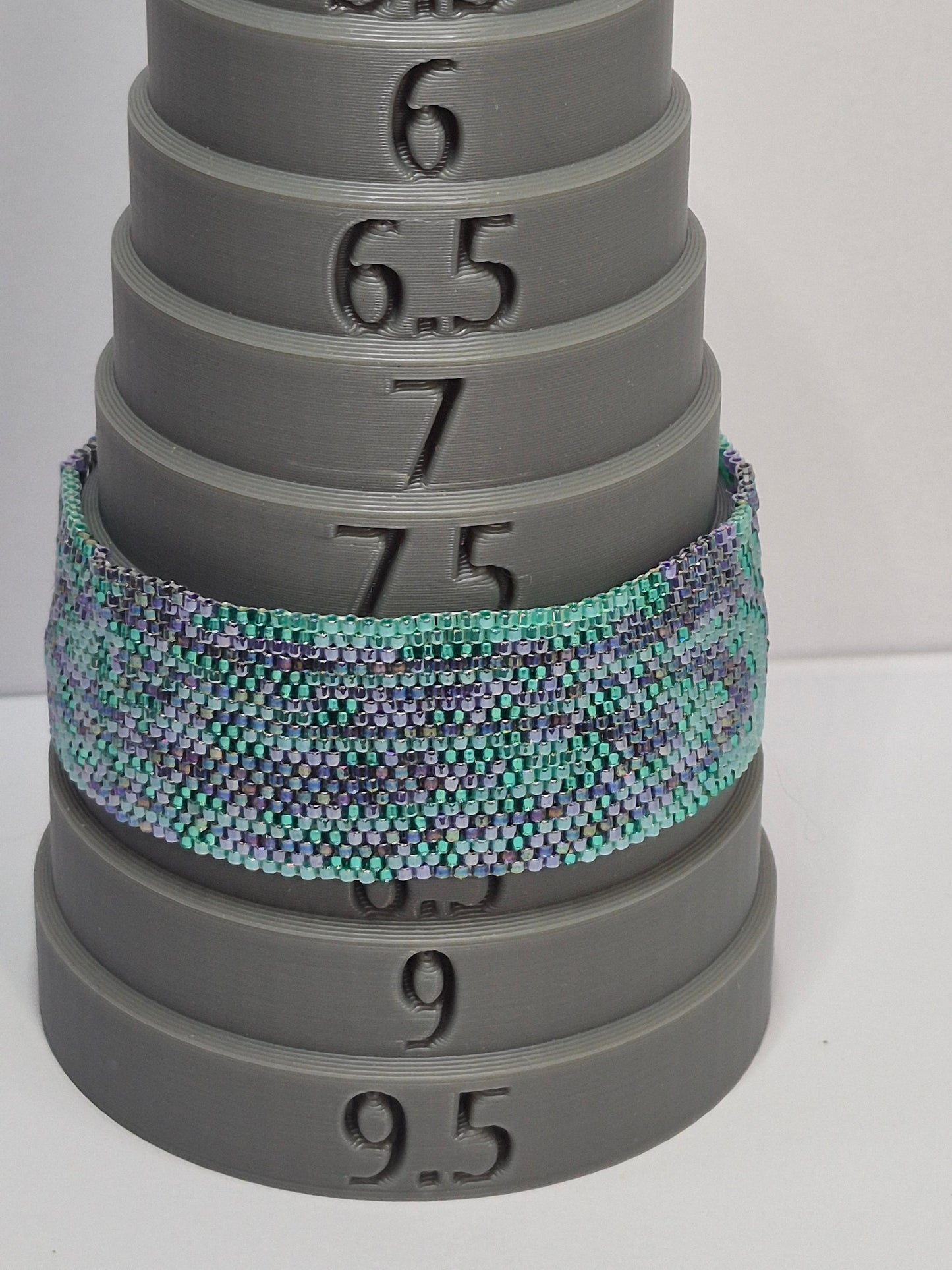 Turquoise & Lavender Peyote Cuff Bracelet – Miyuki Delica Beads, Wide Woven Beadwork Bracelet with Silver Filigree Clasp