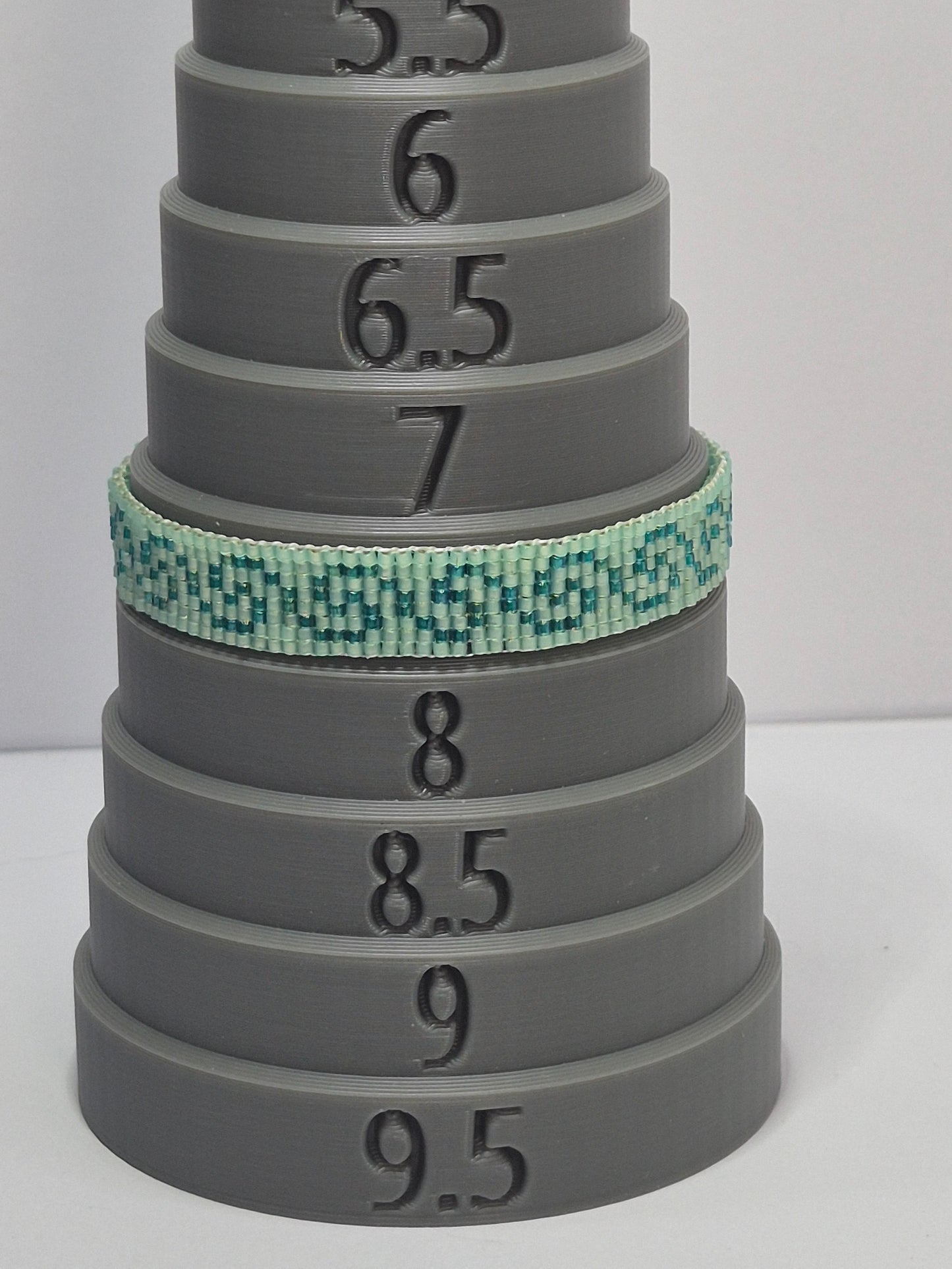 Mint & Teal Greek Key Cuff Bracelet – Miyuki Delica Beads, Woven Beadwork Bracelet with Silver Slide Bar Clasp