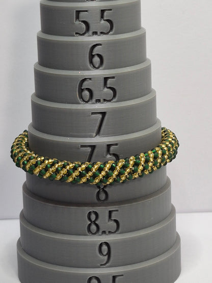 Emerald Green & Gold Russian Spiral Rope Bracelet – Miyuki 8/0 & 11/0 Matte Seed Beads, Antique Gold Filigree Caps & Lobster Clasp