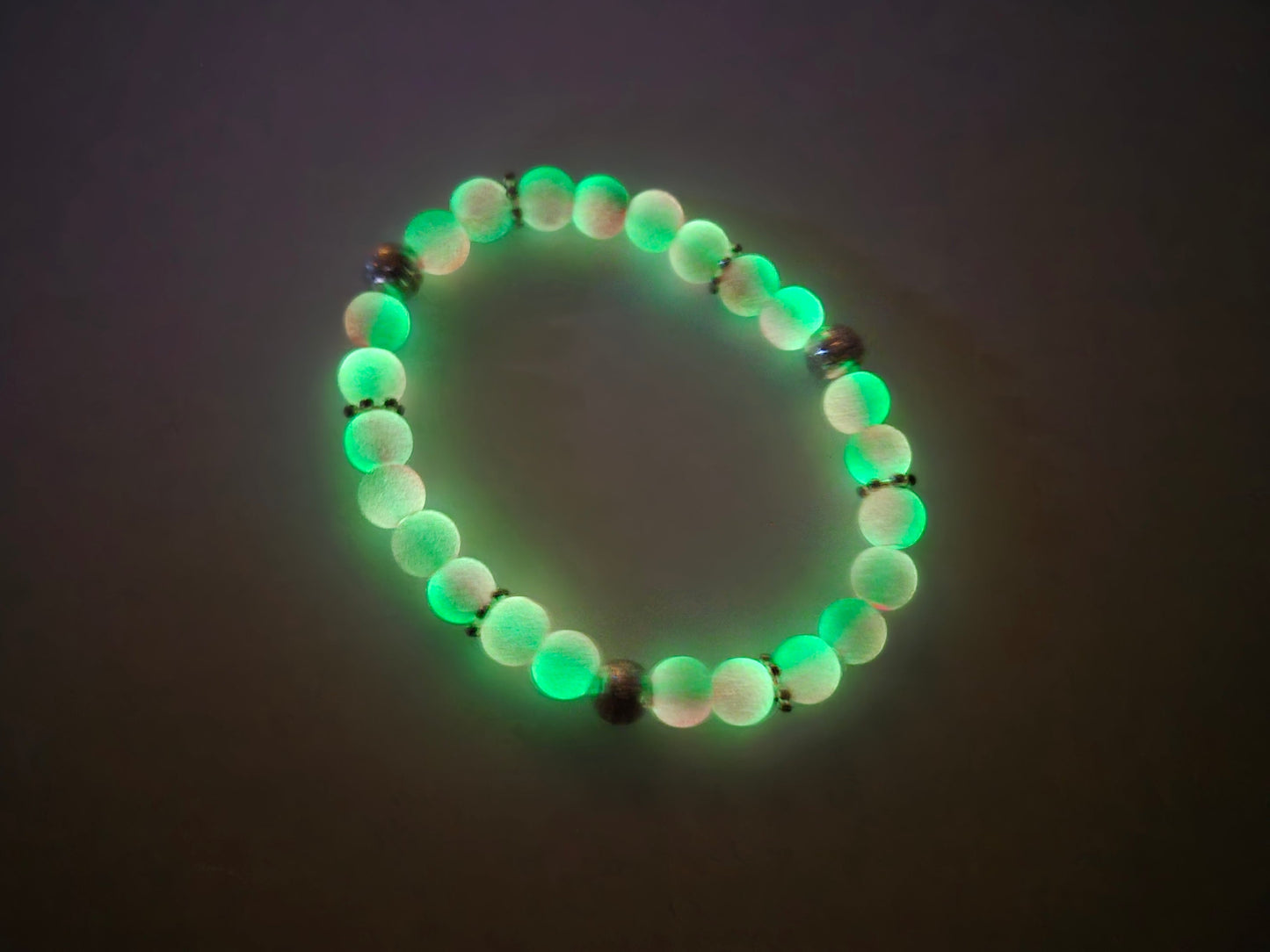 Pink & Green Glow in the Dark Stretch Bracelet – Watermelon Two-Tone Silver Stardust