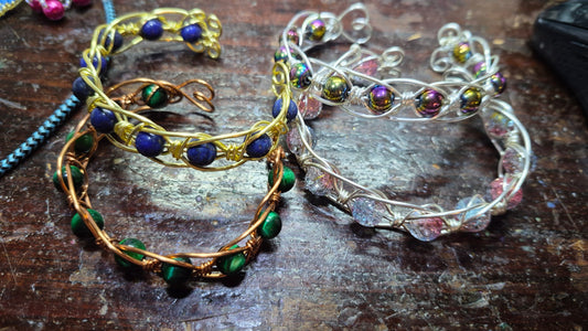 Handmade Wire Wrapped Stone Cuff Bracelet