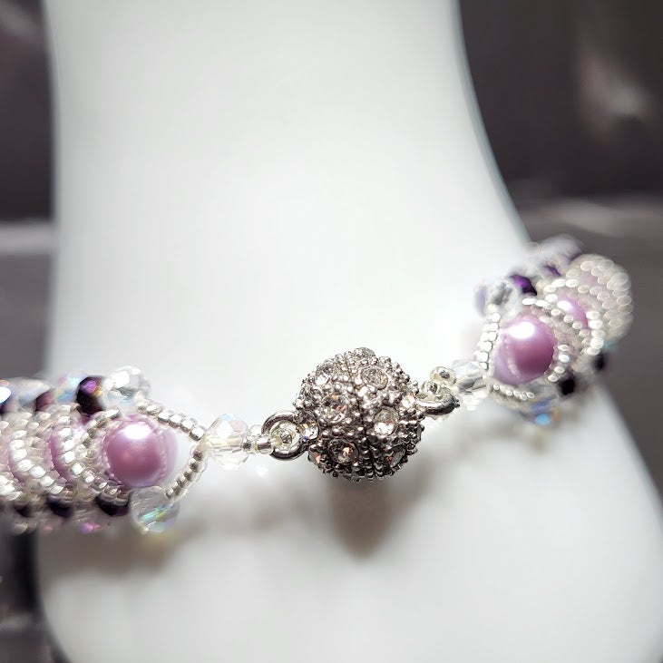 Lilac and Crystal Bracelet