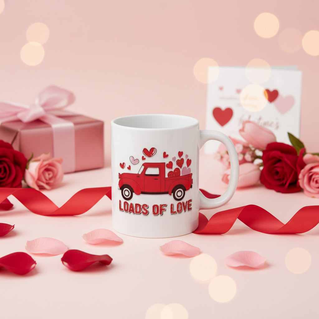 Loads of Love Red Truck Valentine's Day Mug - 11oz