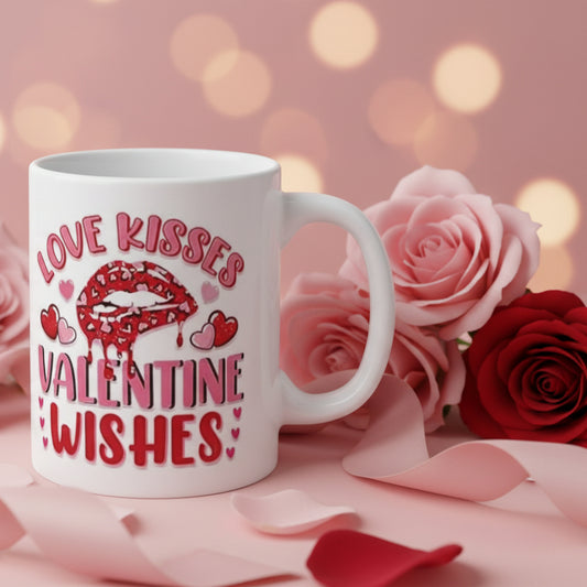 Love Kisses Valentine Wishes Mug - 11oz