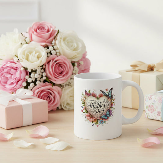 Happy Mother's Day Butterfly Garden Mug - Whimsical Heart