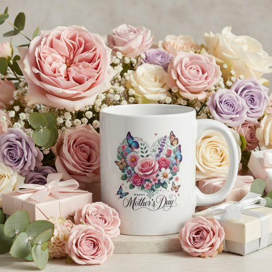 Happy Mother's Day Dimensional Rose Heart Mug - Layered Beauty
