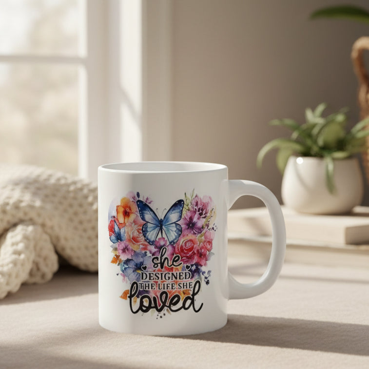 She Designed the Life She Loved Mug - 11oz Inspirational Coffee Cup