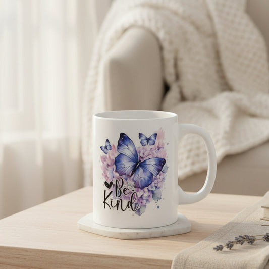 Be Kind Butterfly Mug - 11oz Inspirational Coffee Cup