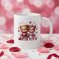 Valentine's Day Bear Couple Mug with Hearts - 11oz