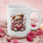Valentine's Day Bear Mug with Heart Glasses - 11oz