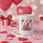 Valentine's Day Bear Mug with Heart Balloons & Flowers - 11oz